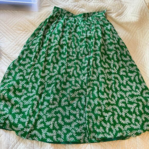 Vintage Country Casuals green pattern voluminous midi skirt UK 12 - Picture 1 of 9